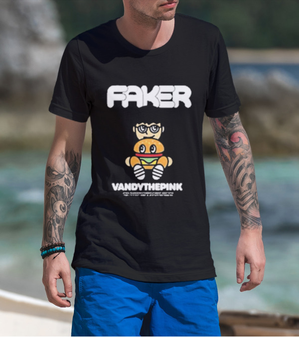 Faker Vandythepink Burger Character With Glasses T-Shirt