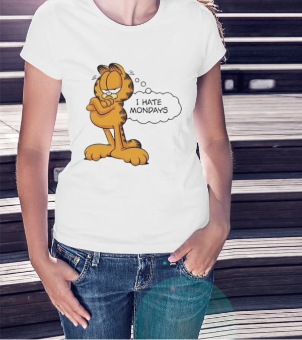 Garfield Comic Character Stating I Hate Mondays With Crossed Arms T-Shirt