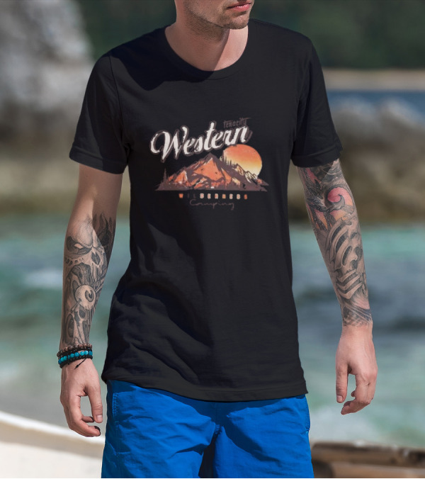 Western Tenacity Wilderness Camping Moonlit Mountains T-Shirt