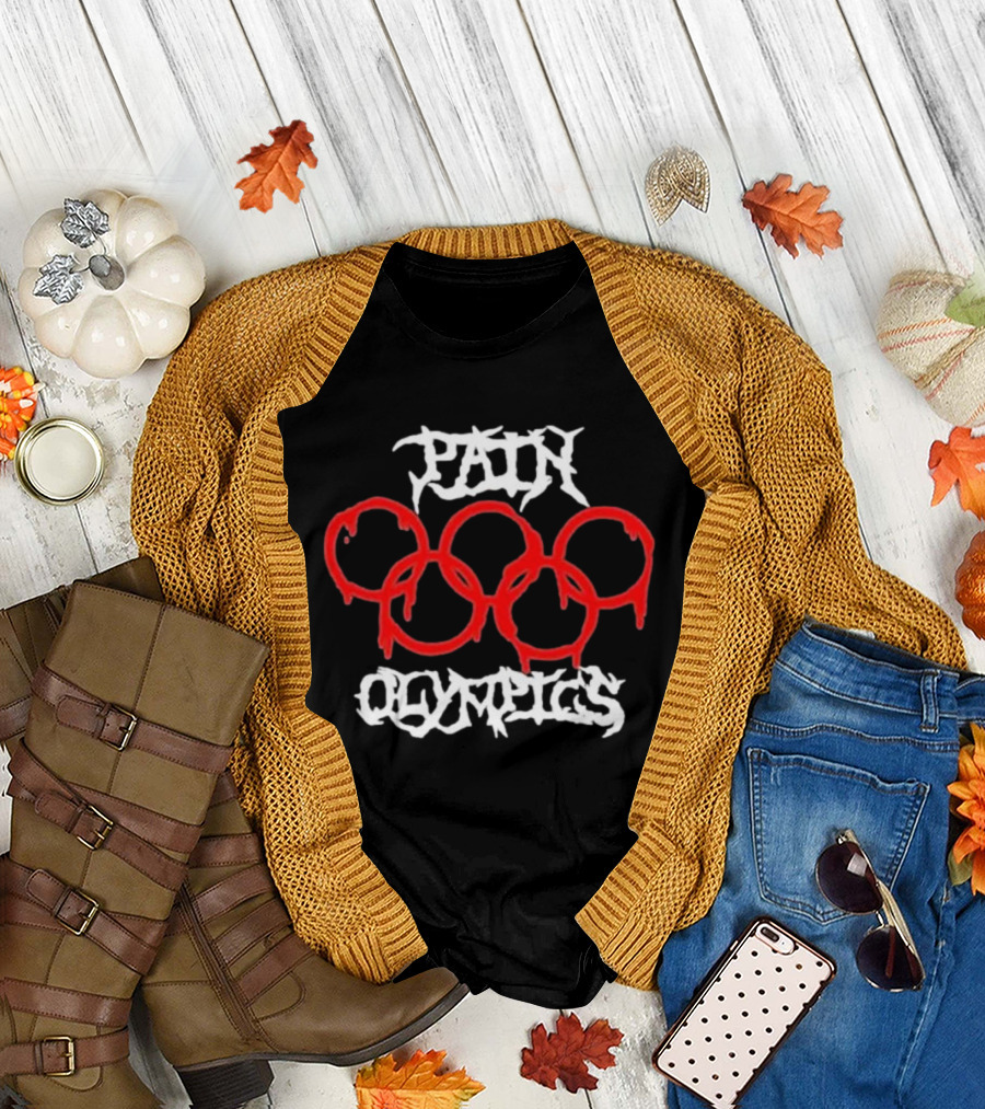 Pain Olympics Melted Rings Dripping Blood Effect T-Shirt