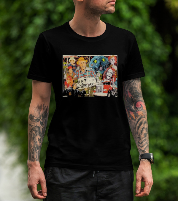 Pet Sematary Sometimes Dead Is Better Horror Characters Collage With Cat And Truck T-Shirt