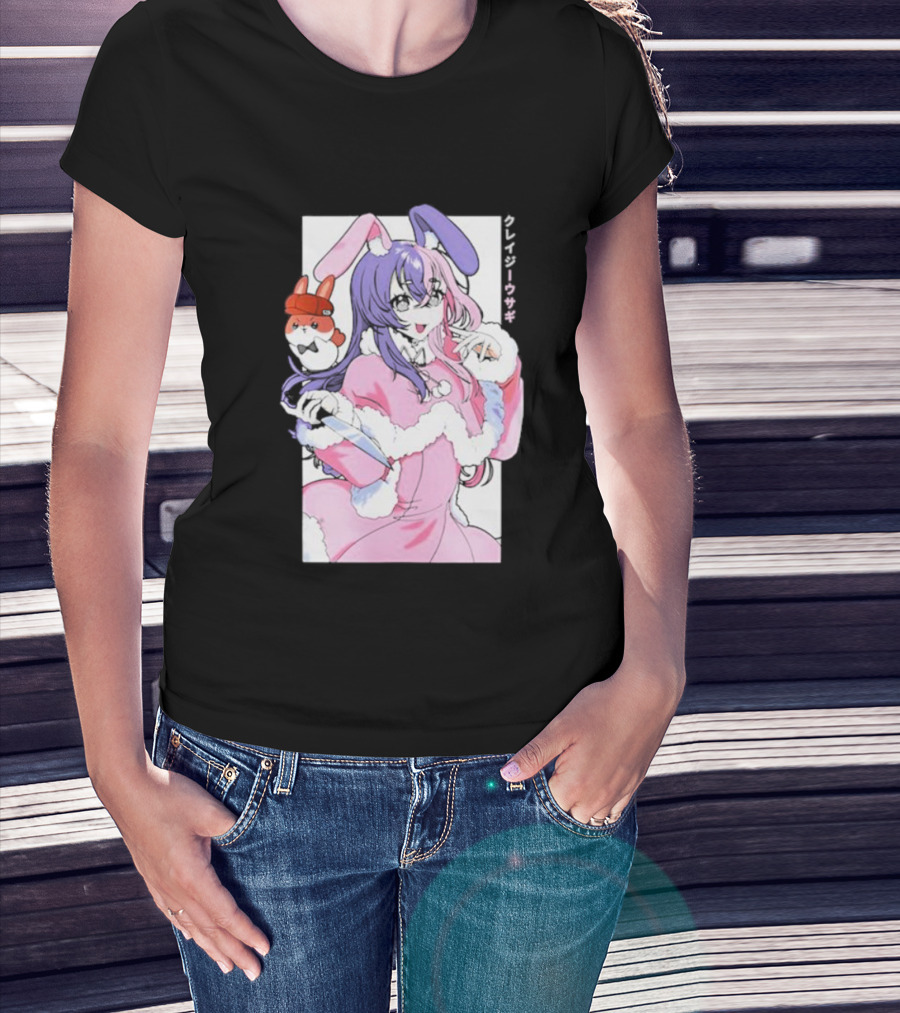 Punkalopi Gamer Supps クレイジーウサギ Bunny Anime Character T-Shirt