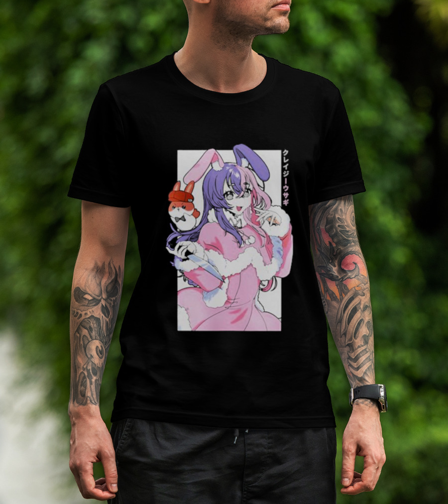 Punkalopi Gamer Supps クレイジーウサギ Bunny Anime Character T-Shirt