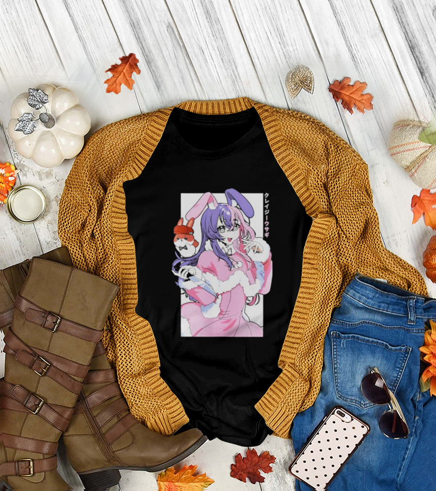 Punkalopi Gamer Supps クレイジーウサギ Bunny Anime Character T-Shirt