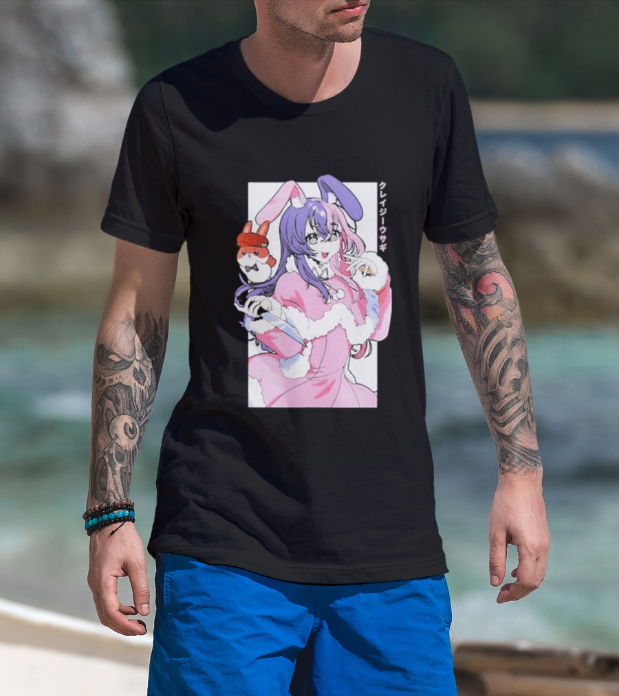Punkalopi Gamer Supps クレイジーウサギ Bunny Anime Character T-Shirt