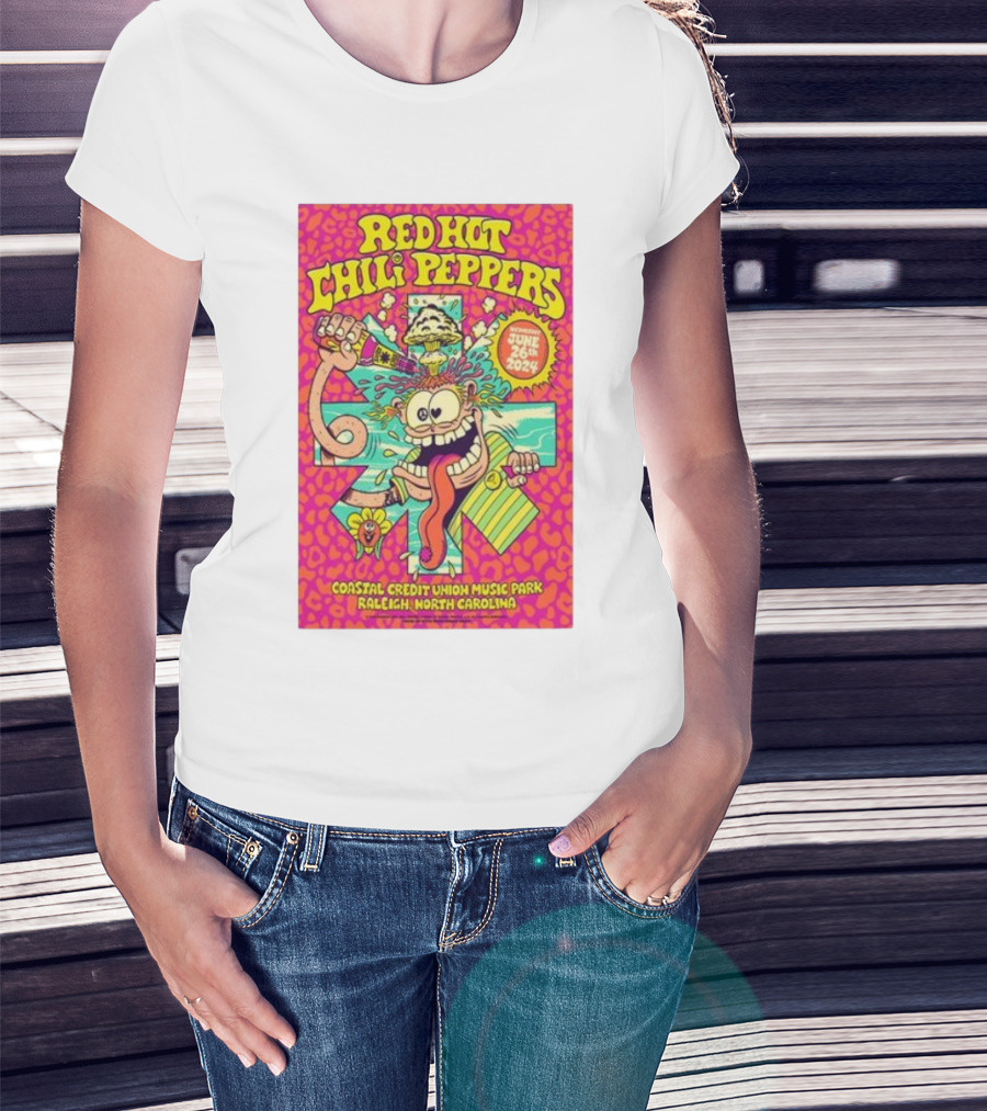 Red Hot Chili Peppers Coastal Credit Union Music Park June 26 2024 Raleigh North Carolina T-Shirt