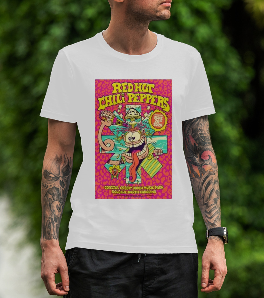 Red Hot Chili Peppers Coastal Credit Union Music Park June 26 2024 Raleigh North Carolina T-Shirt