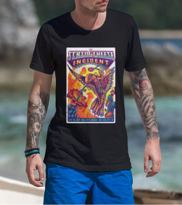 The String Cheese Incident June 26 2024 Red Butte Garden Salt Lake City UT Vibrant Hummingbird And Flowers T-Shirt