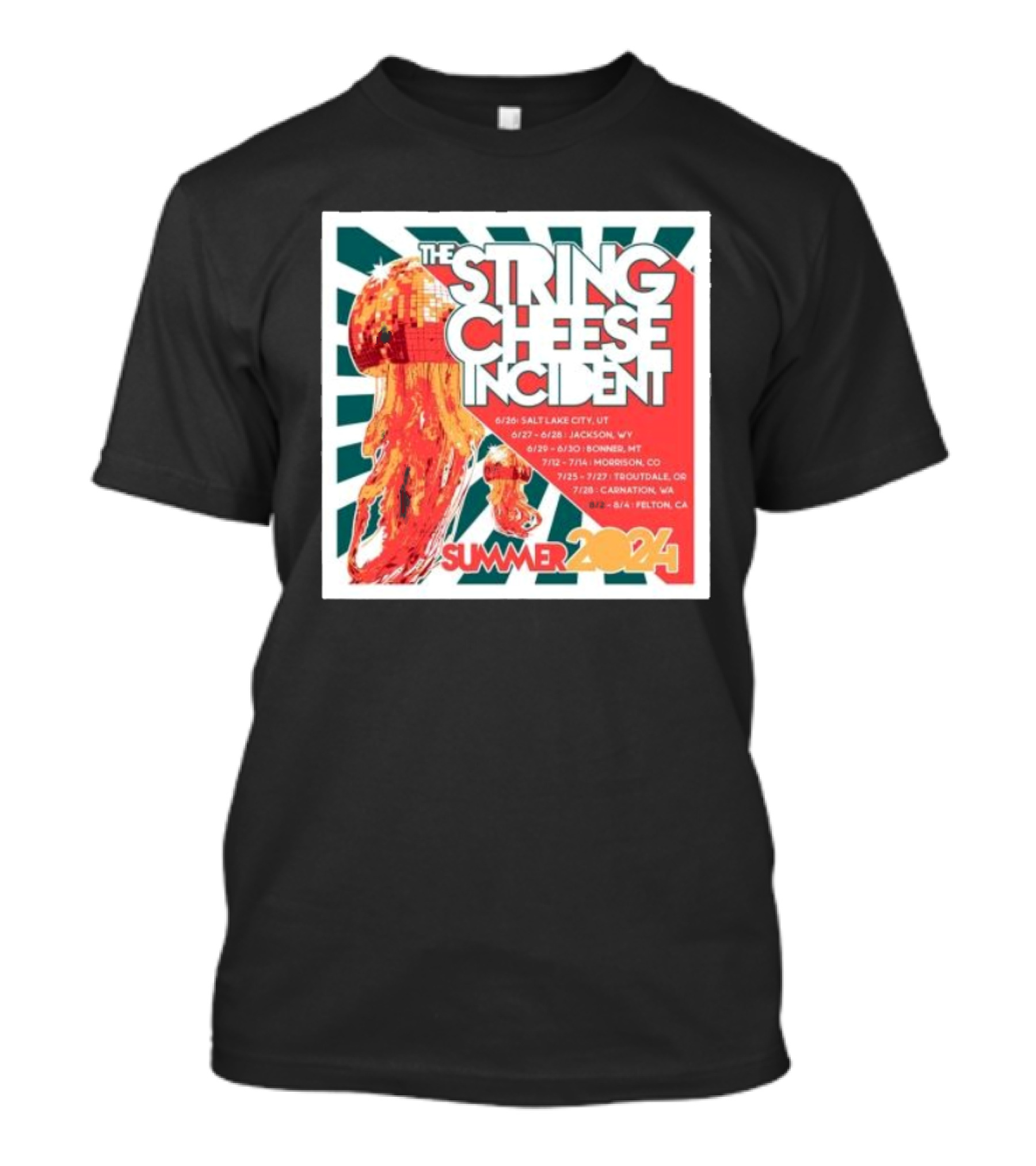The String Cheese Incident Summer 2024 Tour Dates Salt Lake City Jackson Bonner Morrison Troutdale Carnation Felton T-Shirt