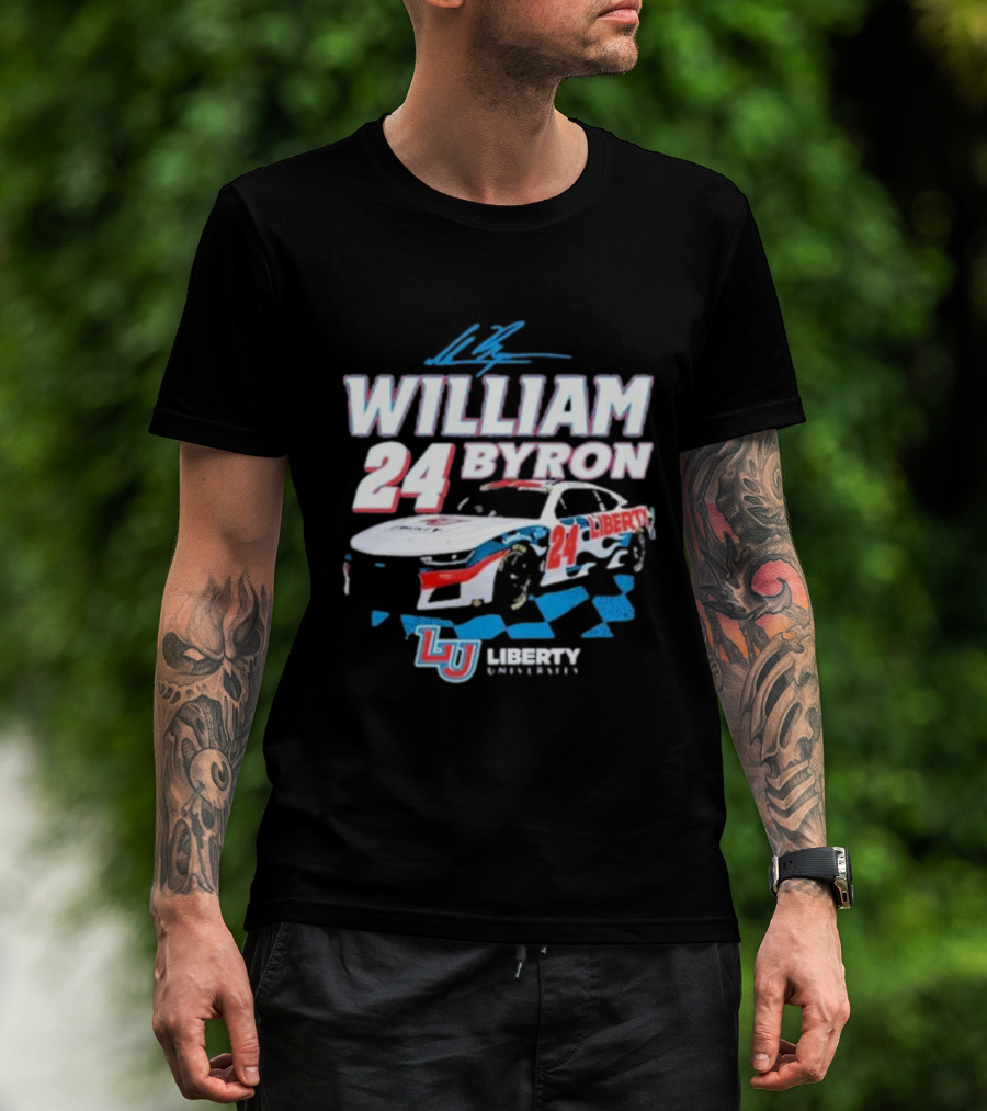 William Byron 24 Liberty University Race Car LU Signature T-Shirt