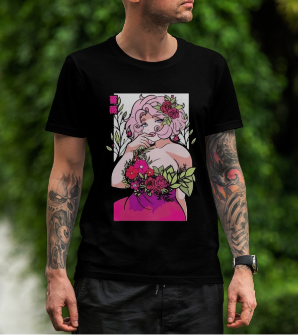 Ph1lza Game Supp Floral Anime Character T-Shirt