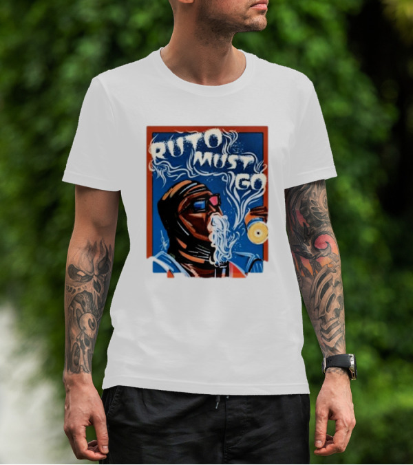 Ruto Must Go Bold Illustration With Smoking Character T-Shirt