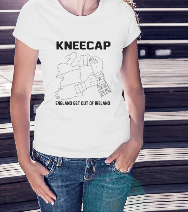 Kneecap England Get Out Of Ireland Map Hand Flag T-Shirt