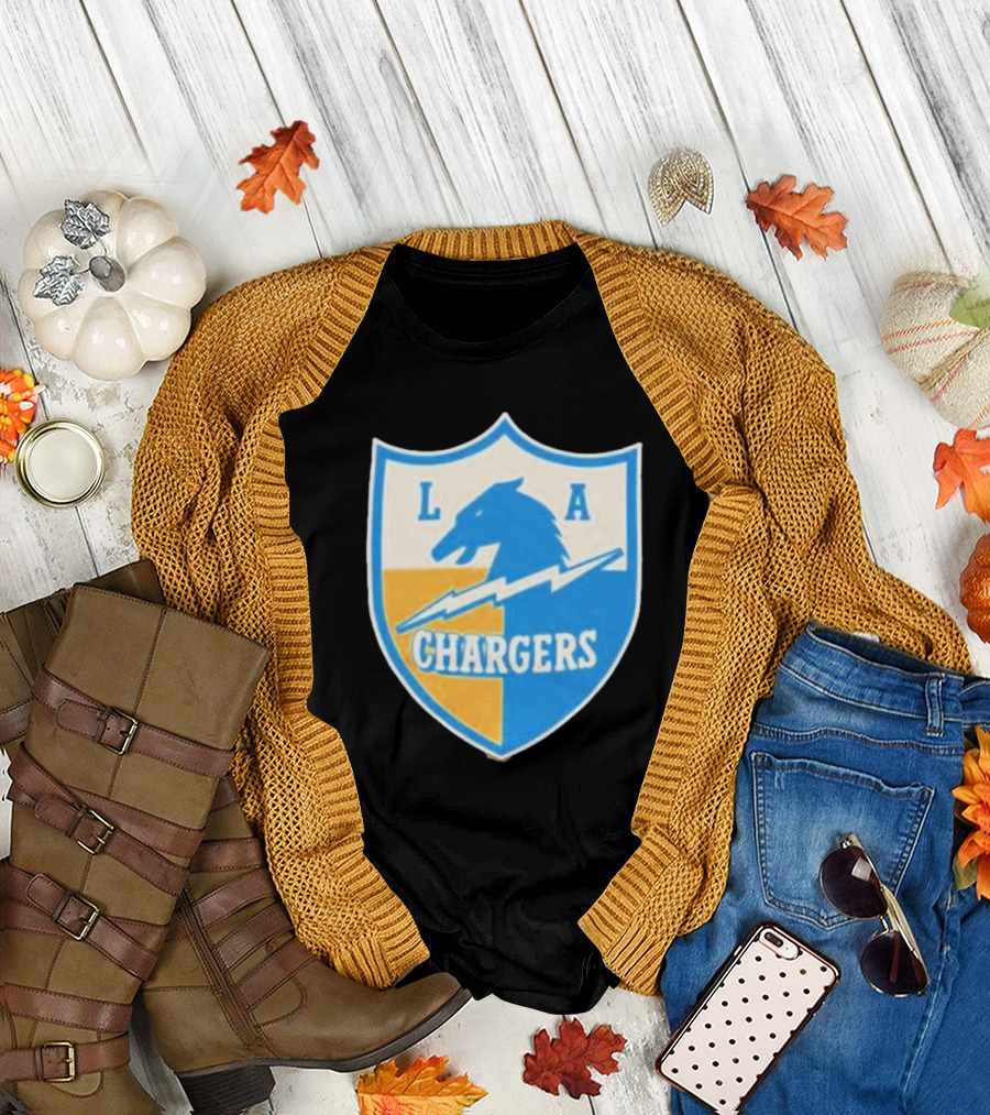 Los Angeles Chargers 1961 Vintage Logo Shield with Horse and Bolt T-Shirt