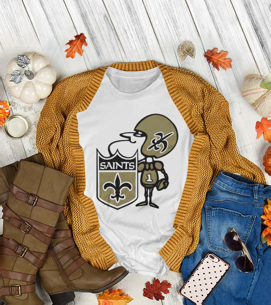 New Orleans Saints 1967 Alt Logo Fleur-de-Lis Football Player T-Shirt