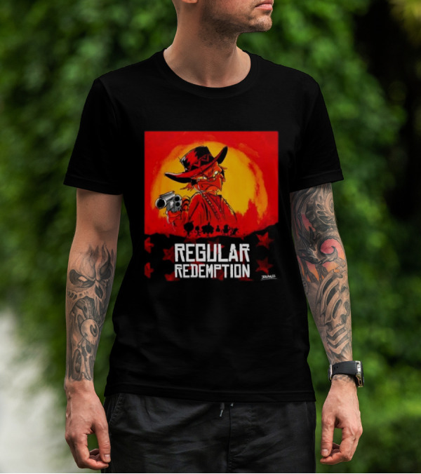 Regular Redemption Cartoon Cowboy Western Gunman T-Shirt