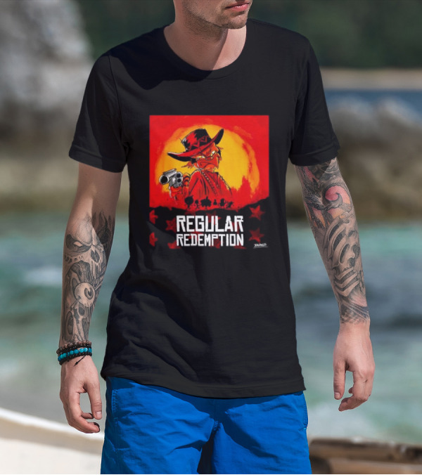 Regular Redemption Cartoon Cowboy Western Gunman T-Shirt