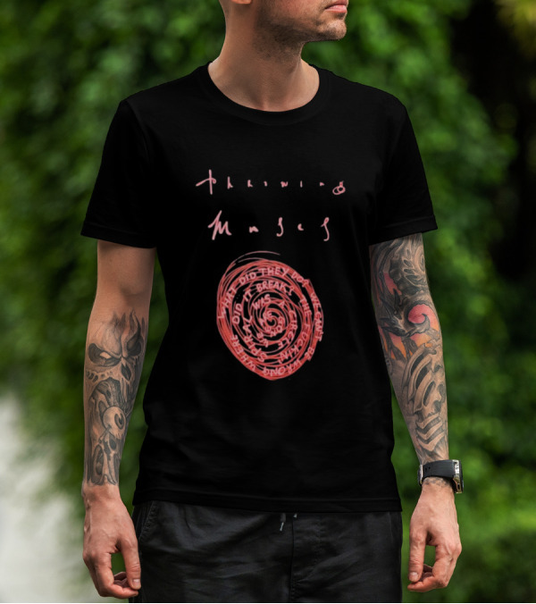 Throwing Muses Snailhead Spiral Text Fluorescent Screen Printed T-Shirt