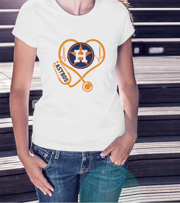 Heartbeat Nurse Love Houston Astros Stethoscope T-Shirt