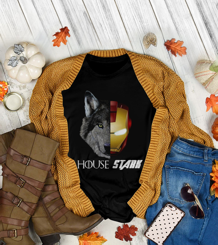 House Stark Iron Man Wolf Helm Stark T-Shirt