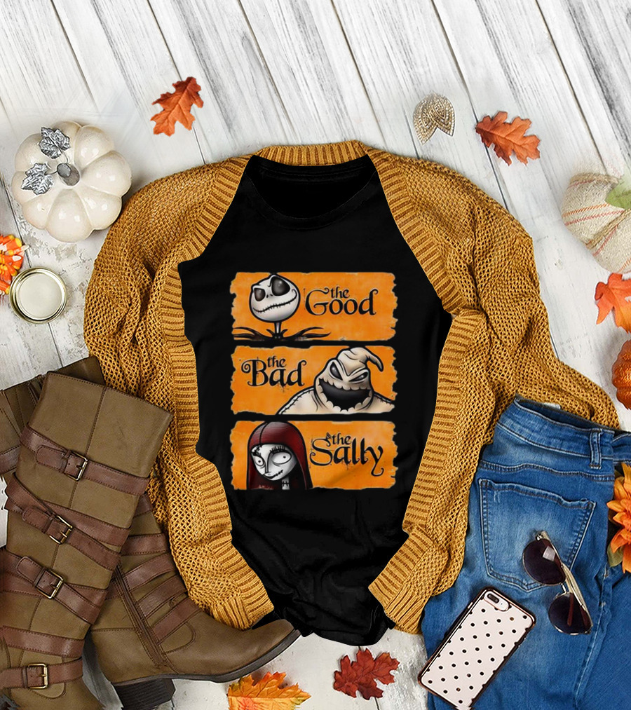 Jack Skellington the Good Oogie Boogie the Bad Sally T-Shirt