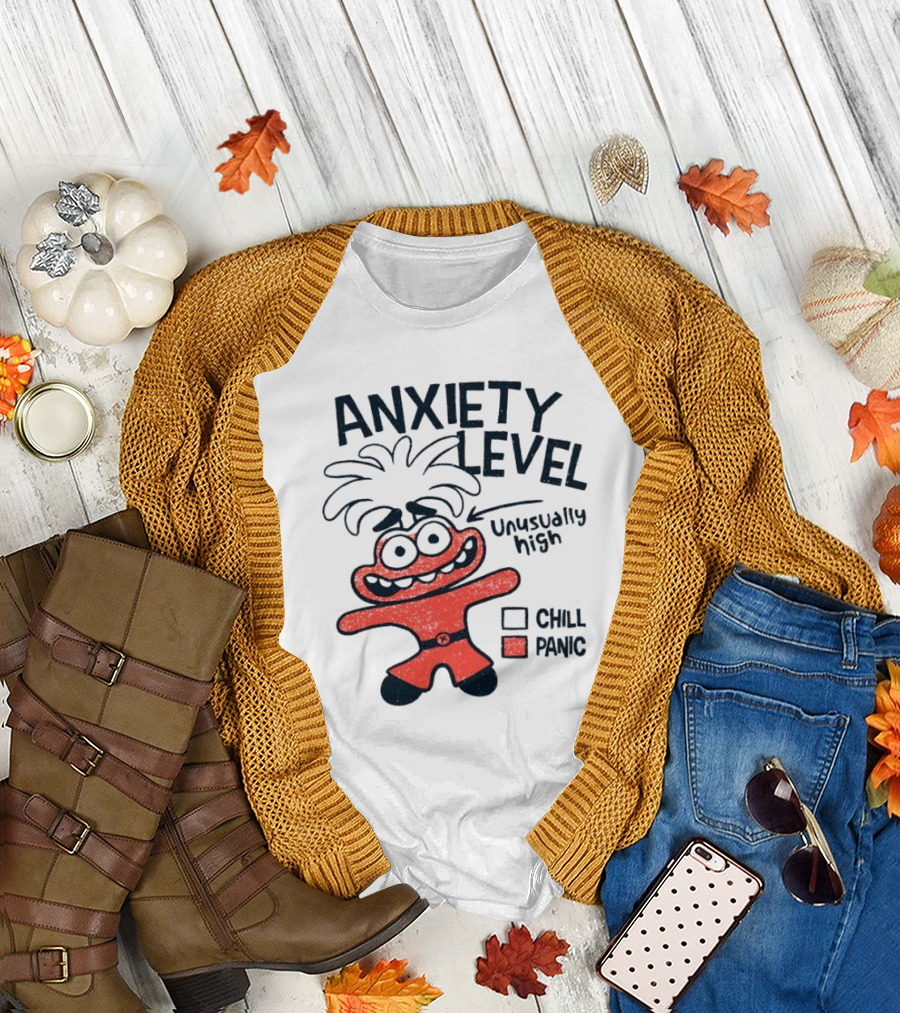 Anxiety Level Unusually High Chill Panic Cartoon Character T-Shirt