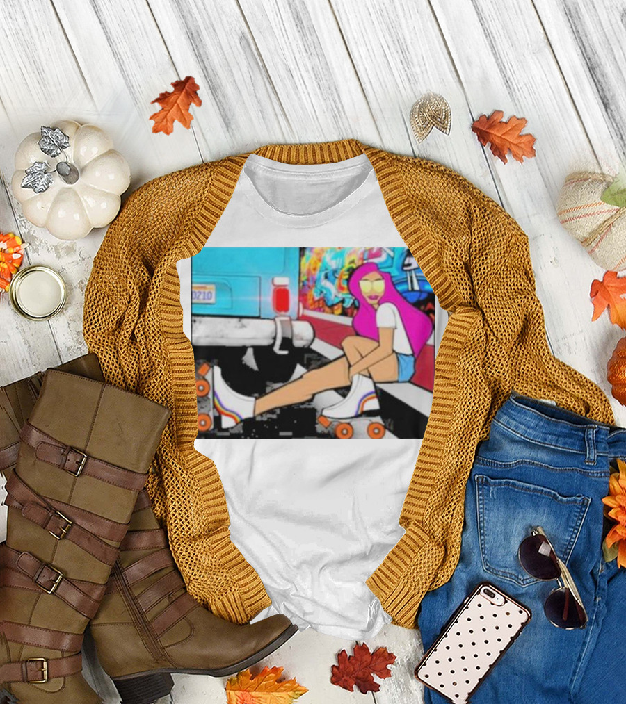Tasha Vibrant Roller Skating Cali Street Art Vibe T-Shirt