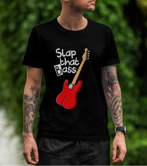 Slap That Bass Red Electric Guitar T-Shirt
