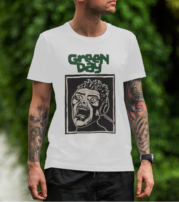 Rare Vintage Green Day Basket Case Iconic Screaming Face T-Shirt