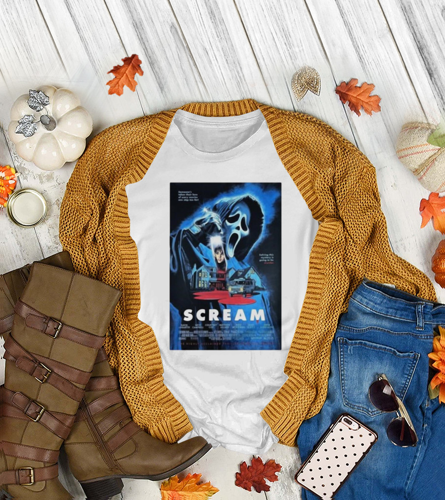 Scream Ghostface Horror Movie Poster Someone's Taken Their Love of Scary Movies One Step Too Far T-Shirt