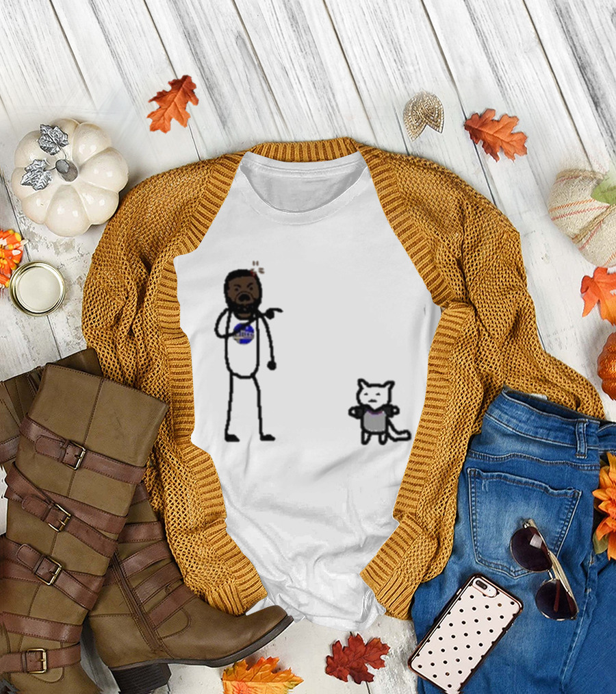 Draymond Basketball Angry Stick Figure with Paint Wearing Cat T-Shirt