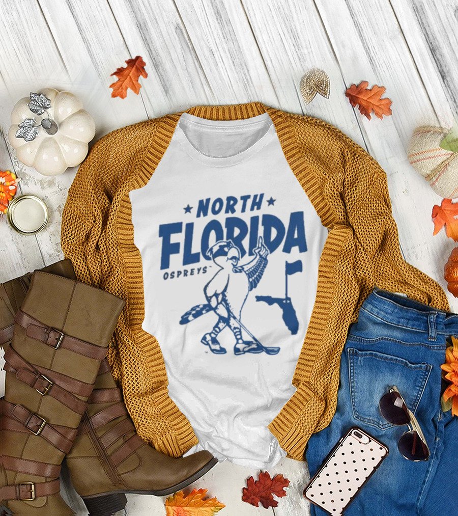 North Florida Ospreys Golfing Mascot Florida Map T-Shirt