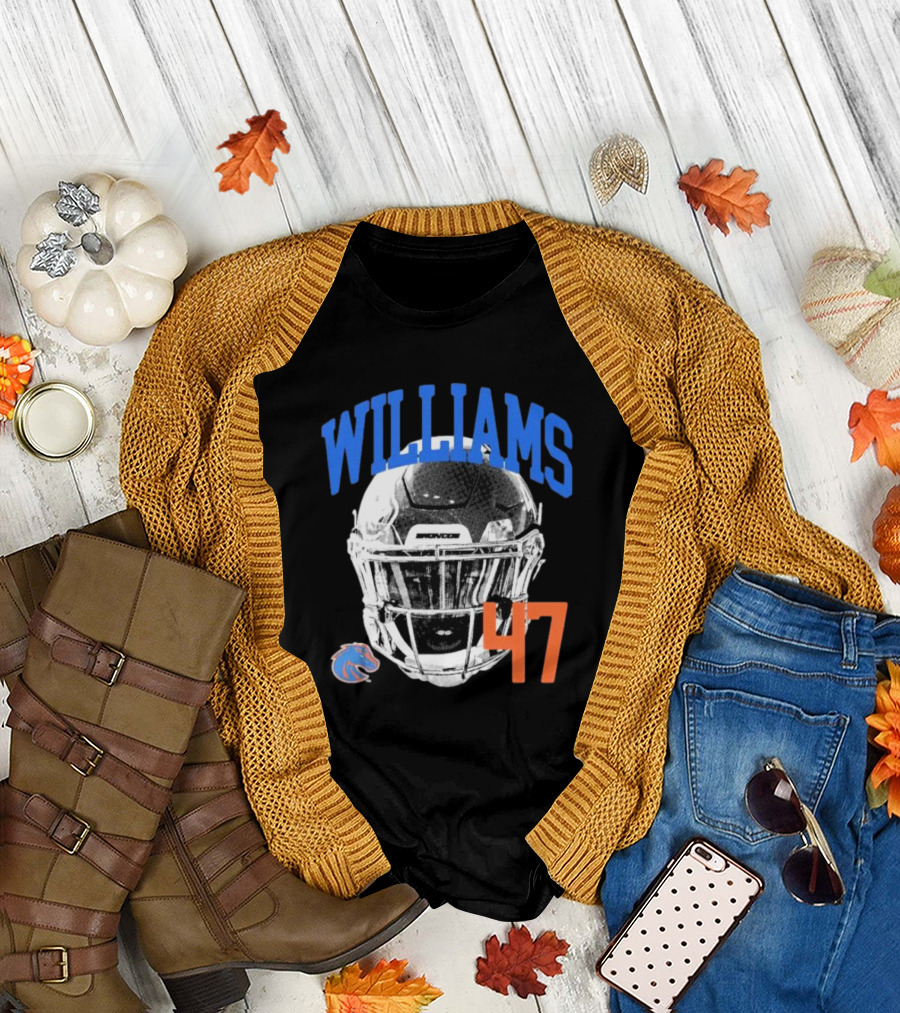 Williams 47 Helmet Boise State Broncos T-Shirt