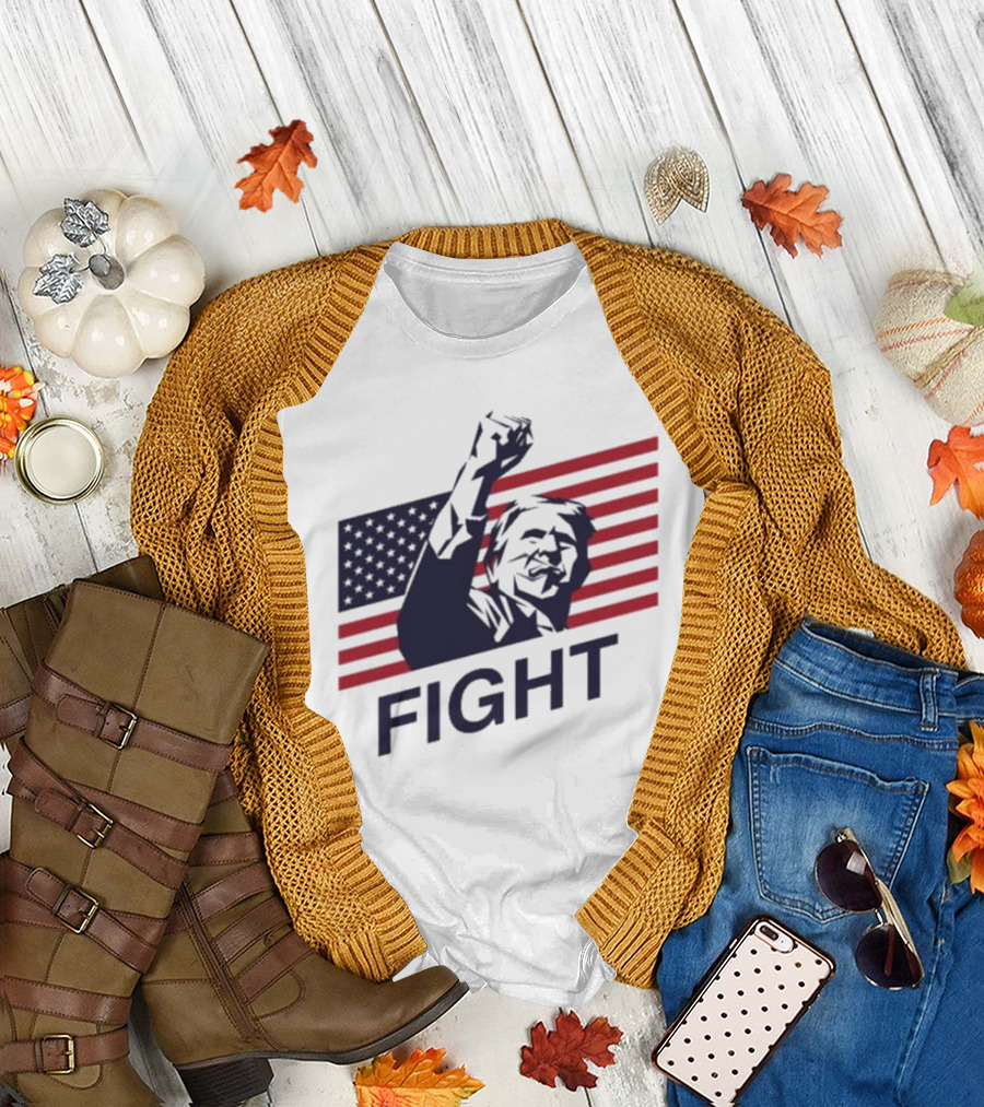 Old Row Trump American Flag Fight T-Shirt