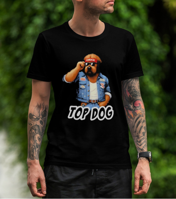 Chuckonbase Chuck Topdog Cool Denim Style Fashion Dog T-Shirt