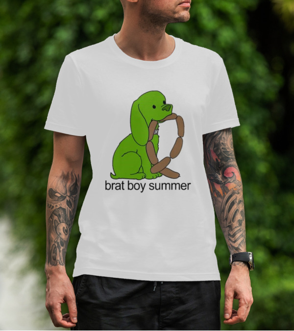 Brat Boy Summer Green Dog Sausage Chain T-Shirt