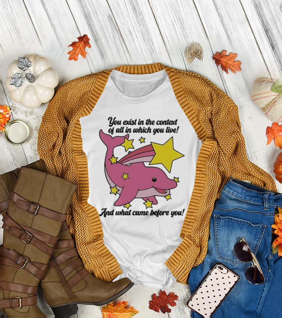 You Exist In The Context Of All In Which You Live And What Came Before You Pink Dolphin With Stars T-Shirt