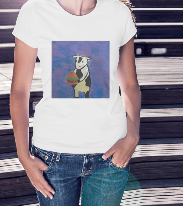 Leanbeefpatty Cow Holding Burger Carnivorous Beef T-Shirt