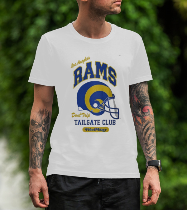 Los Angeles Rams Don't Trip Tailgate Club Free And Easy Helmet T-Shirt