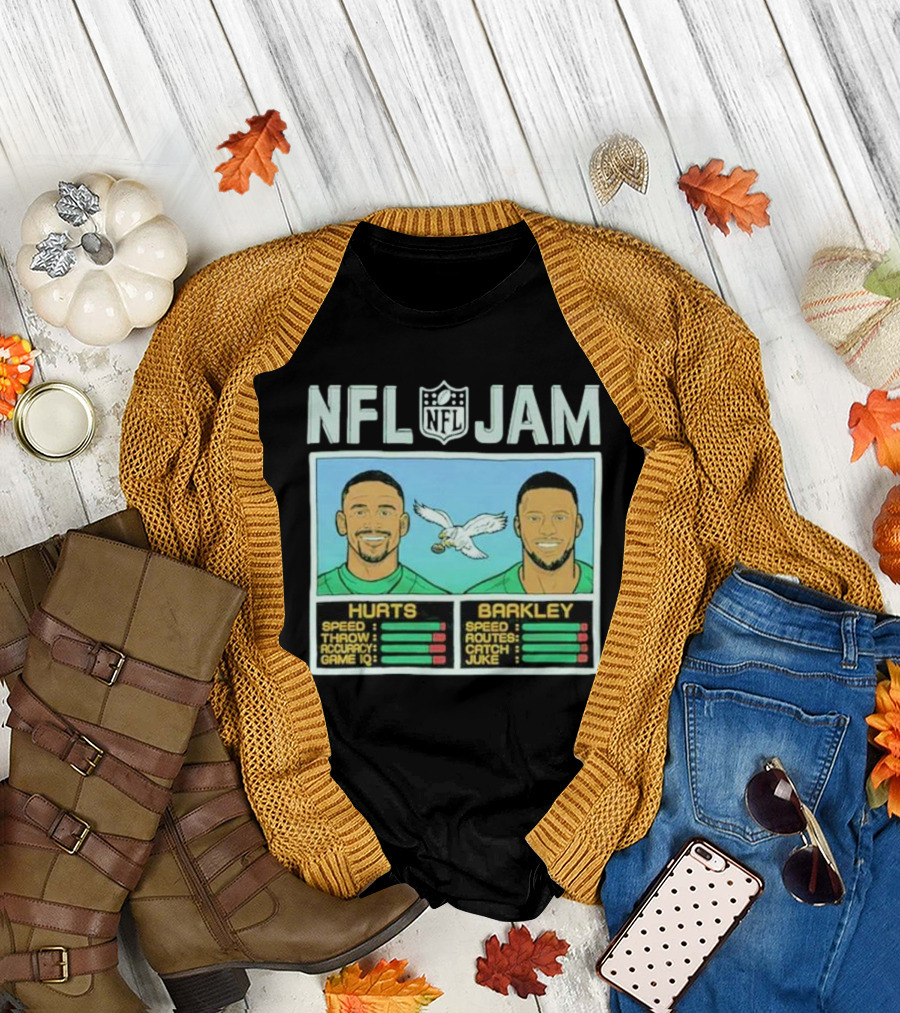 NFL Jam Eagles Hurts Barkley Player Stats T-Shirt