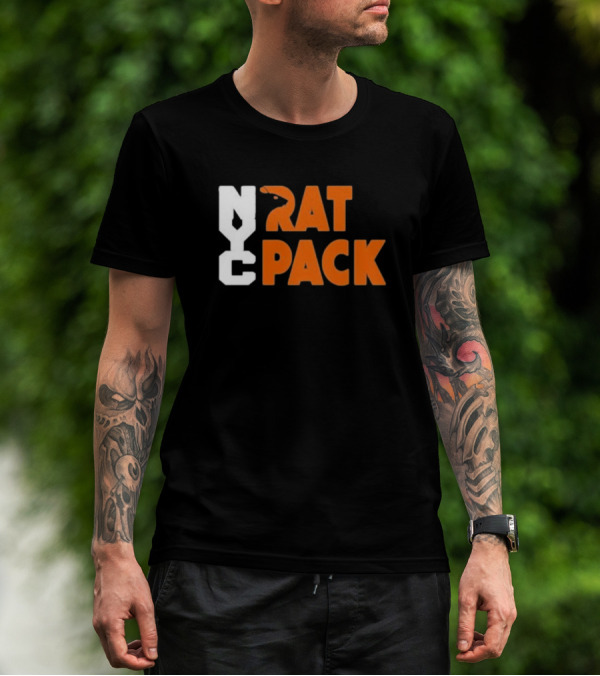 NYC Rat Pack Baseball Rat Typography T-Shirt