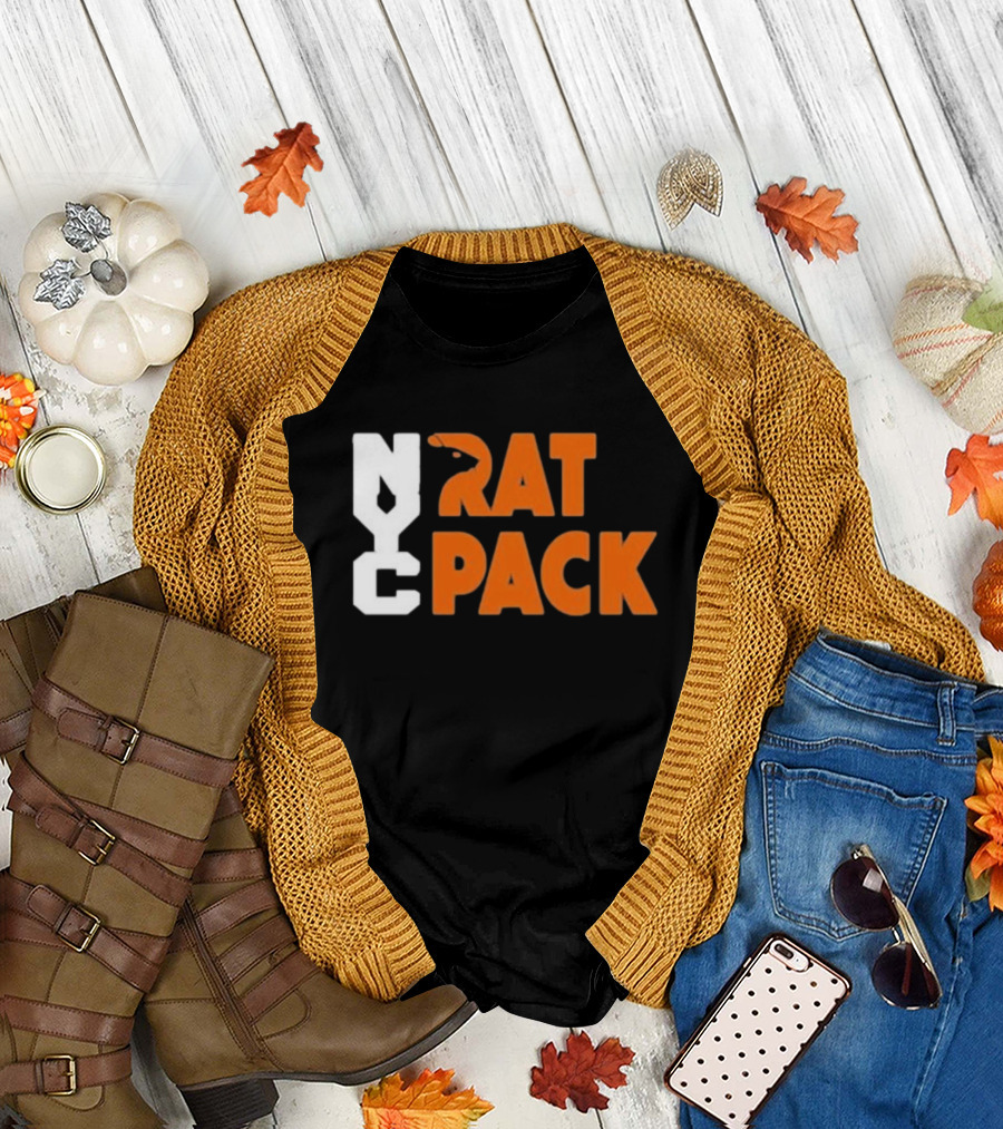 NYC Rat Pack Baseball Rat Typography T-Shirt