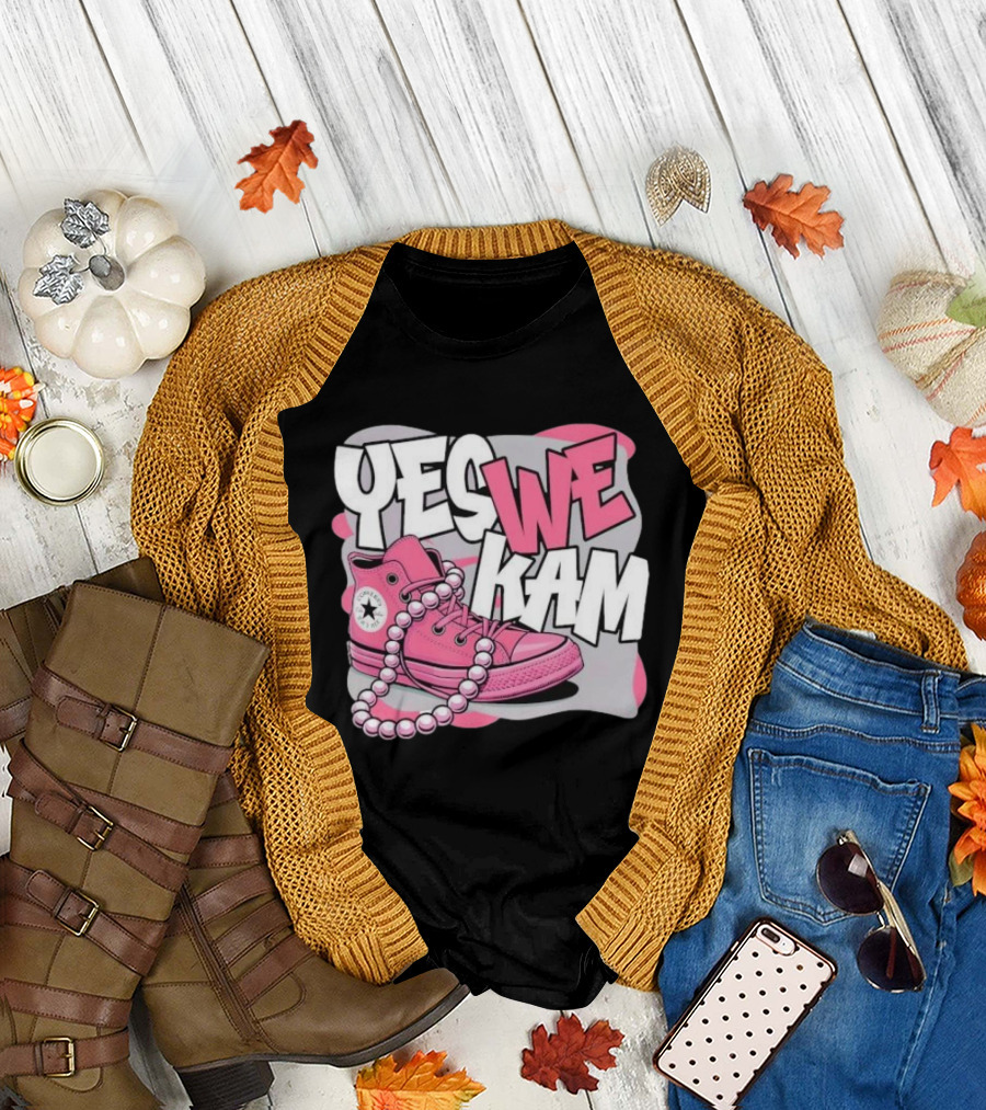 Yes We Kam Pink Boot Pearl Converse Sneaker T-Shirt