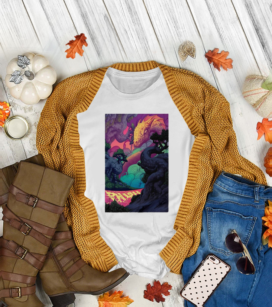 Phish Tour Noblesville Vibrant Dragon Nature Scene T-Shirt