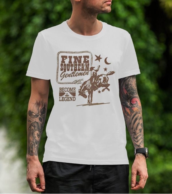 Fine Southern Gentlemen Become Legend Cowboy Moon And Stars T-Shirt