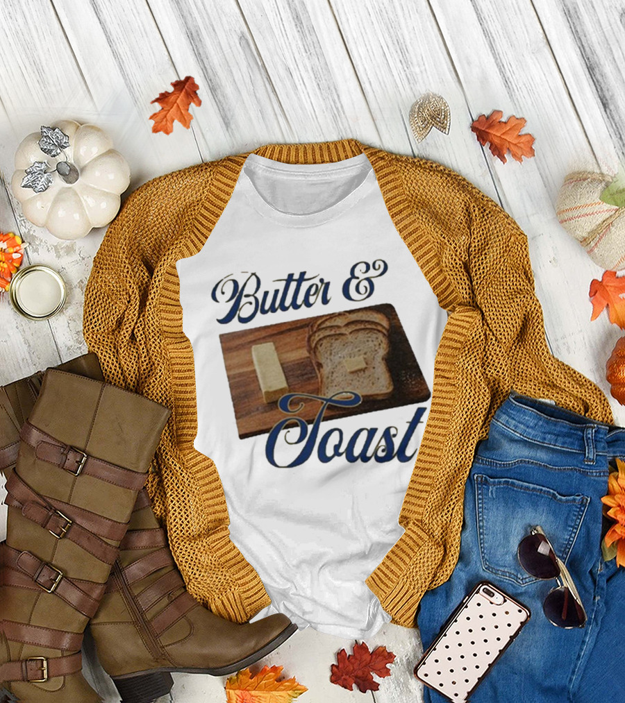 Middleclassfancy Butter and Toast Bread Slice with Butter Block T-Shirt