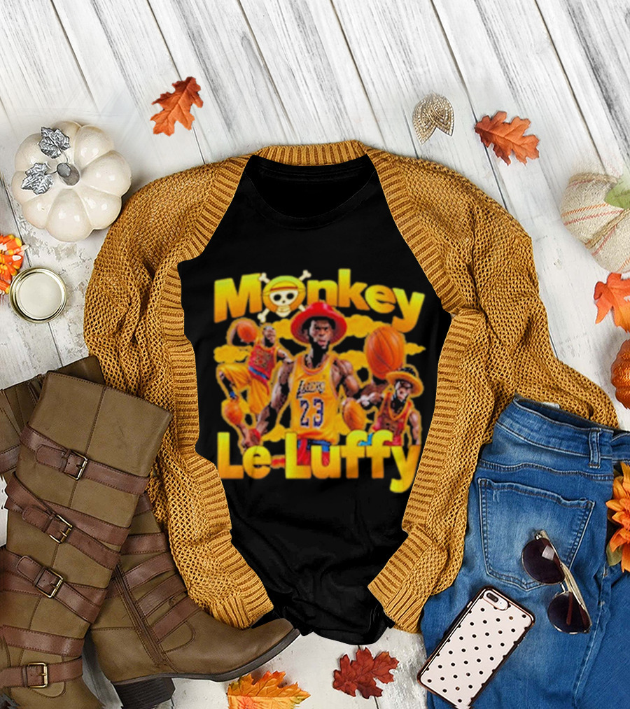 Monkey Le Luffy Lakers Basketball Crossbones Hat T-Shirt