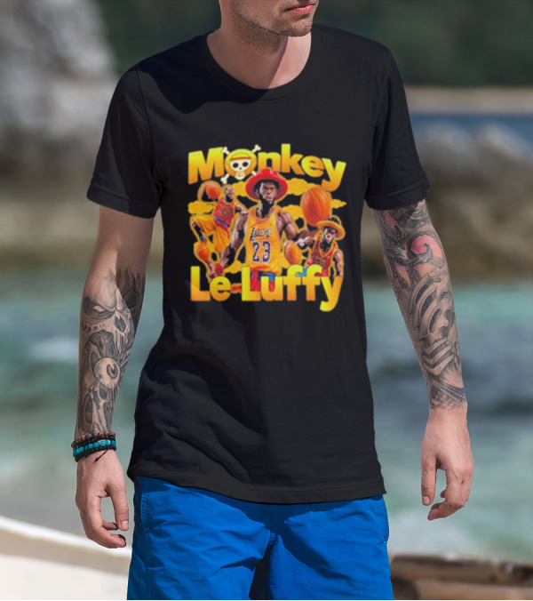 Monkey Le Luffy Lakers Basketball Crossbones Hat T-Shirt