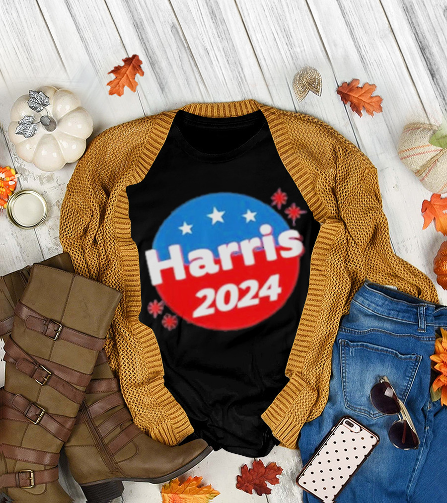 Harris 2024 US Election Campaign Stars Red and Blue Circle T-Shirt
