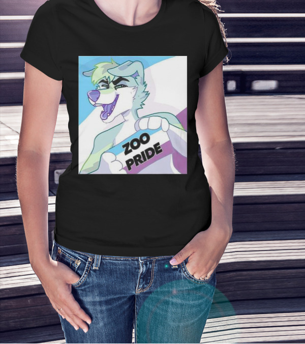 Zoo Pride Furry Character Holding Flag T-Shirt